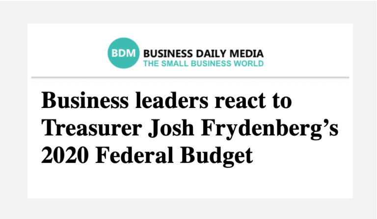 Business leaders react to Treasurer Josh Frydenberg’s 2020 Federal Budget