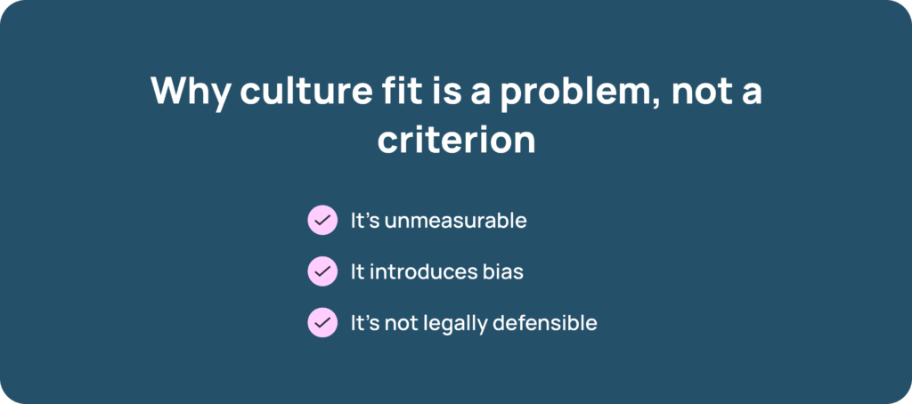 Culture fit problem criteria list