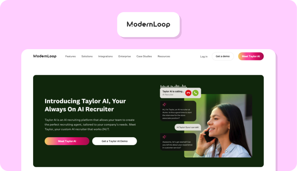 Screenshot of ModernLoop homepage