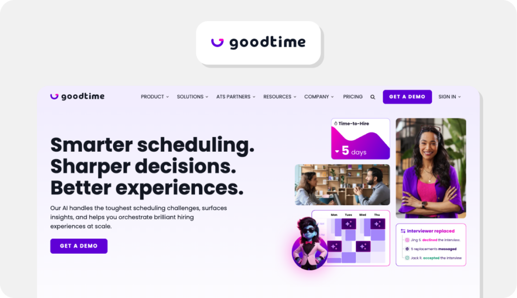 Screenshot of Goodtime homepage
