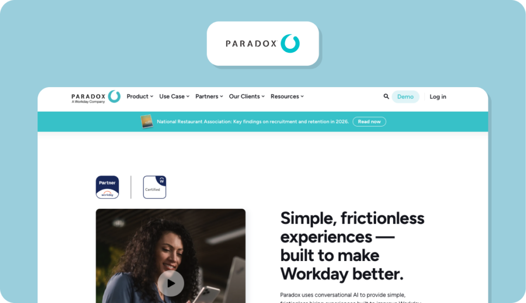 Screenshot of Paradox homepage