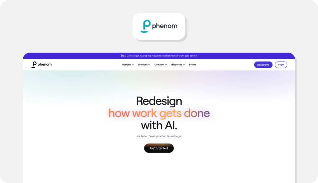 Screenshot of Phenom's homepage